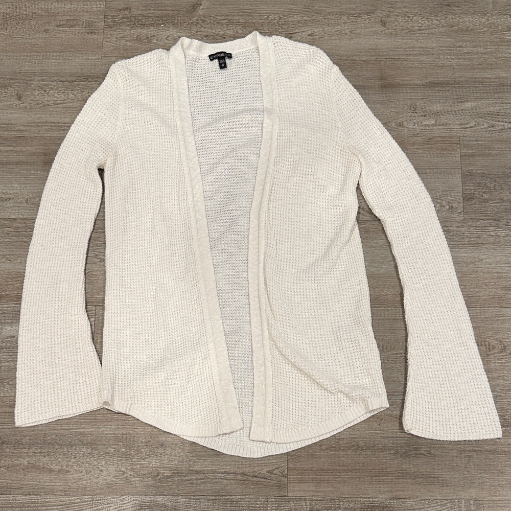 Express Cream Open-Front Cardigan